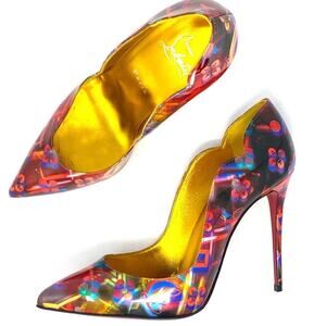 CHRISTIAN LOUBOUTIN HOT CHICK MULTICOLOR PATENT LEATHER HEELS SIZE 38